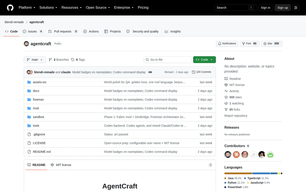 AgentCraft product page screenshot
