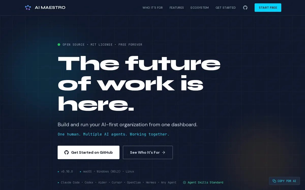 AI Maestro product page screenshot
