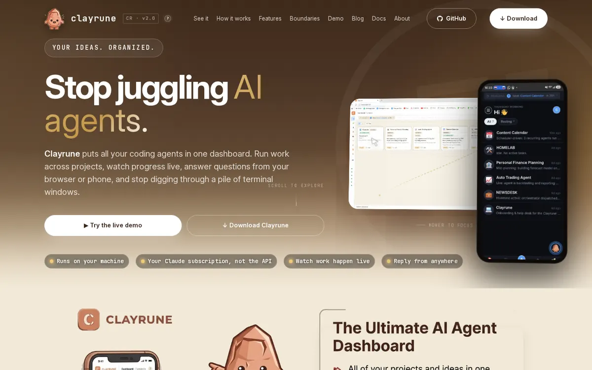 Clayrune product page screenshot
