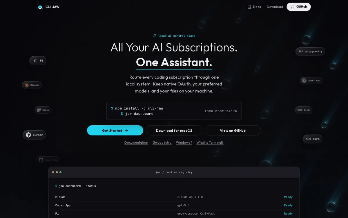 CLI-JAW product page screenshot
