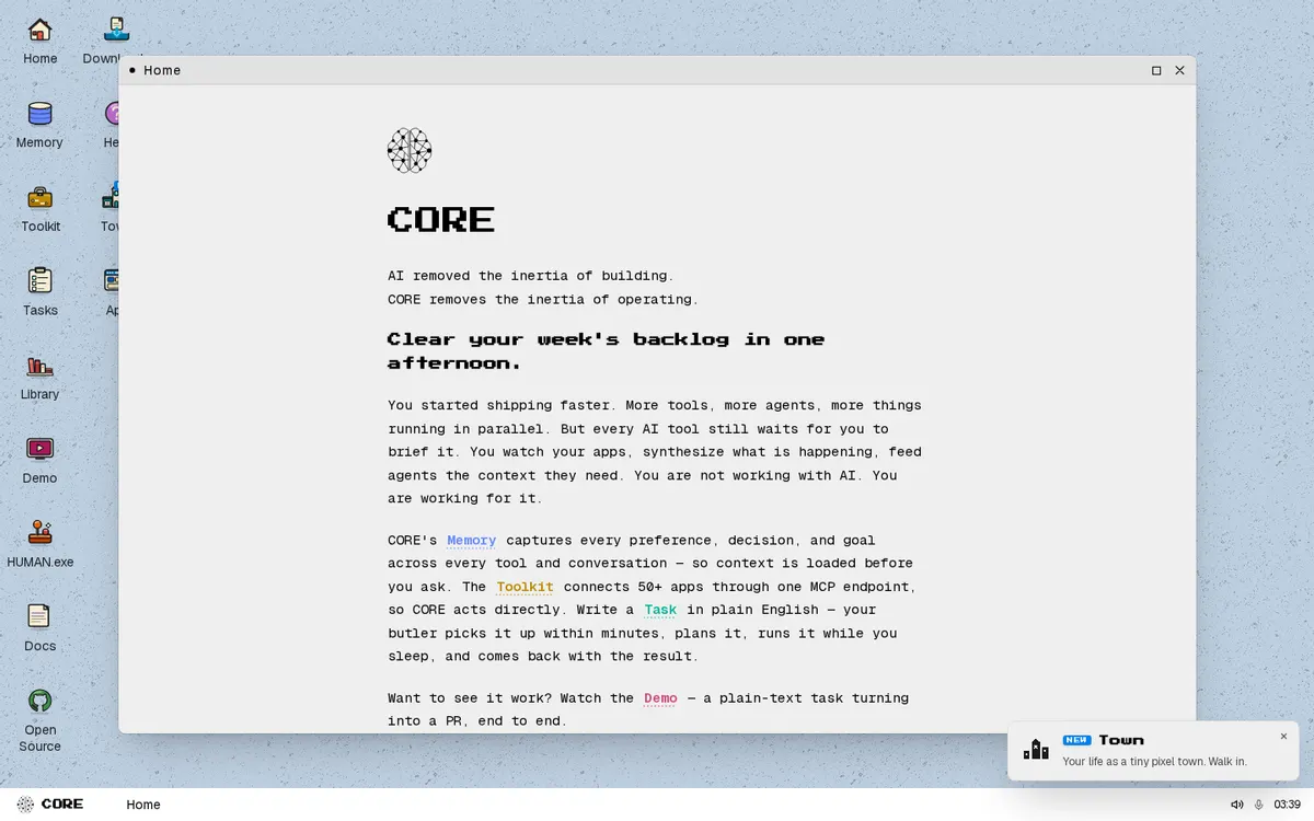 CORE product page screenshot