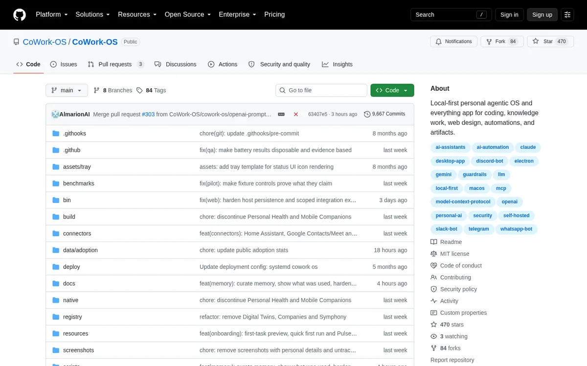 CoWork OS product page screenshot