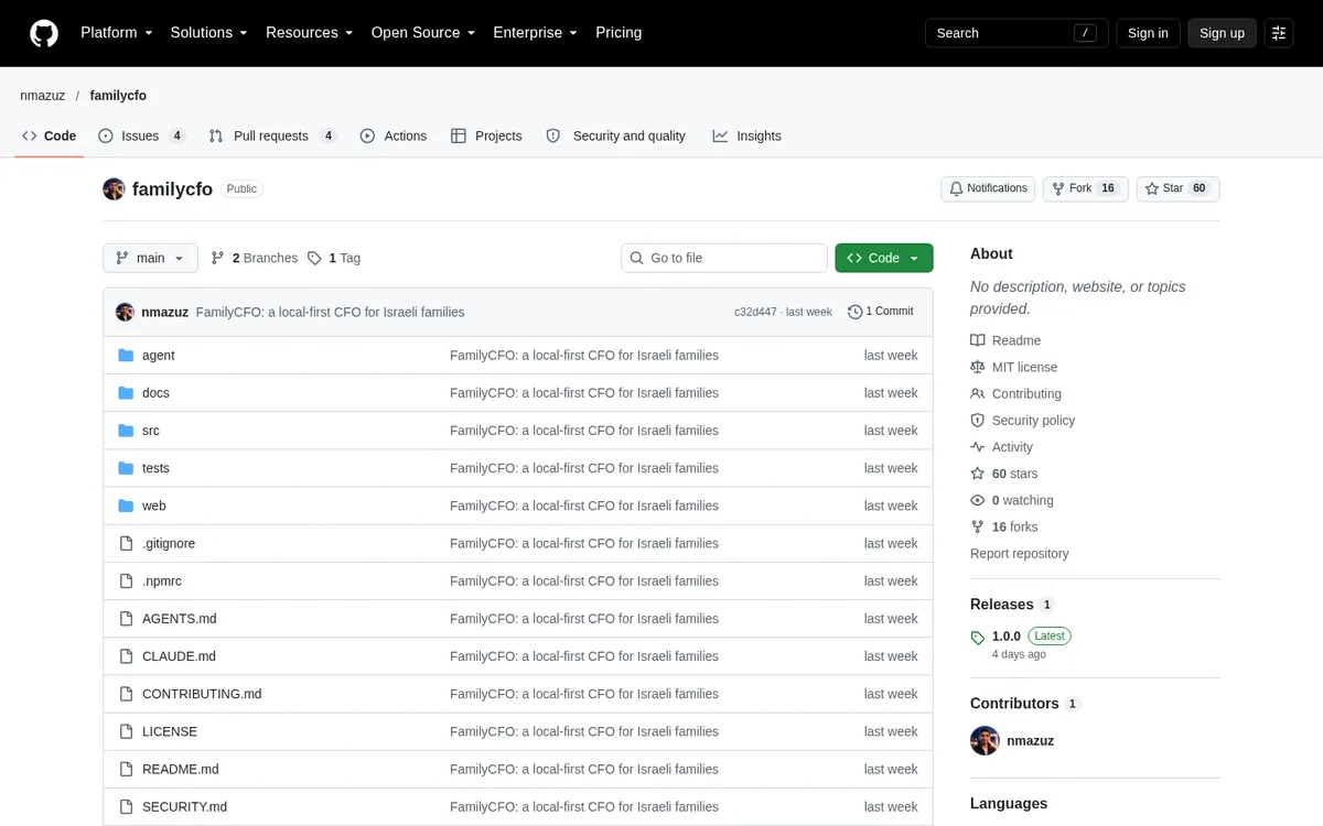 FamilyCFO product page screenshot