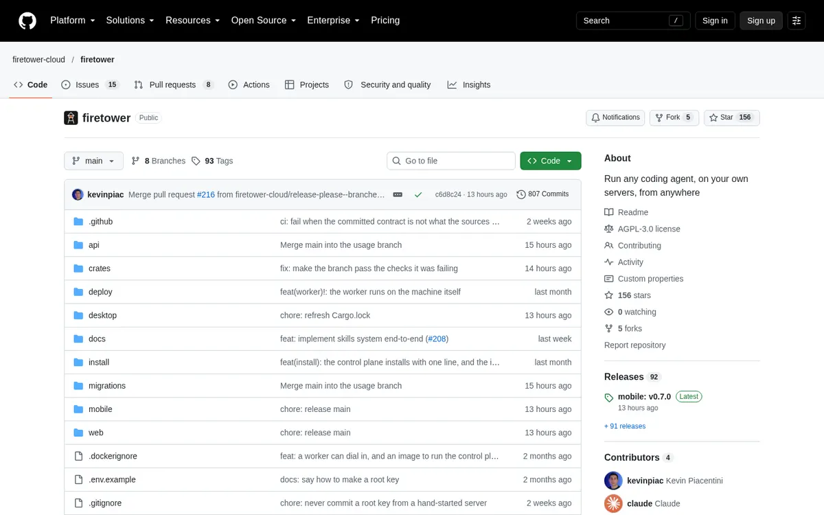Firetower product page screenshot