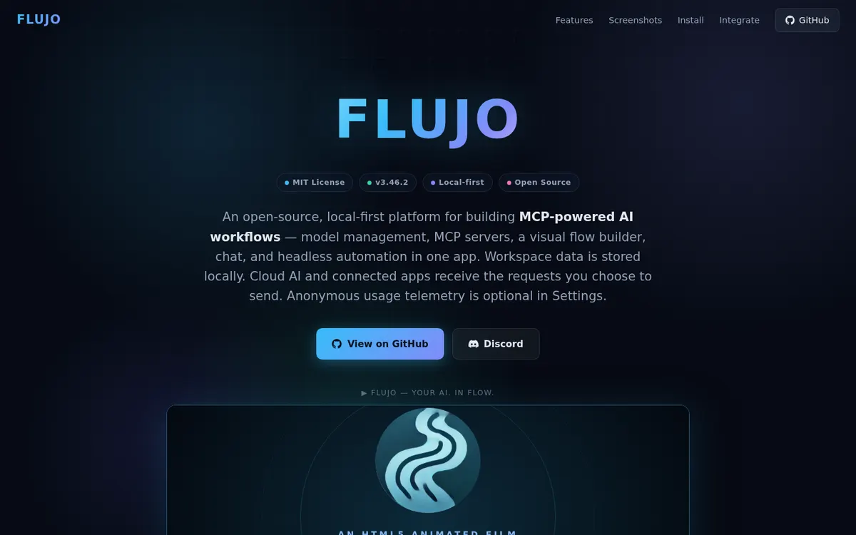 FLUJO product page screenshot