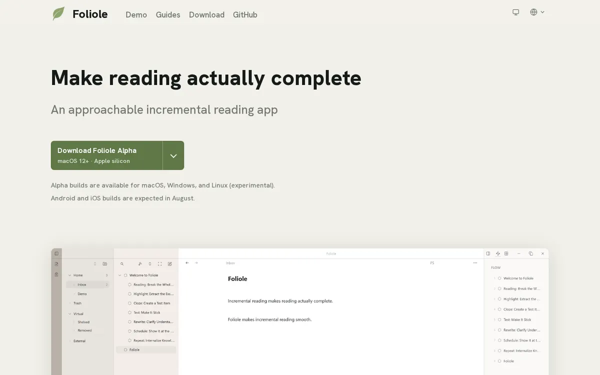 Foliole product page screenshot