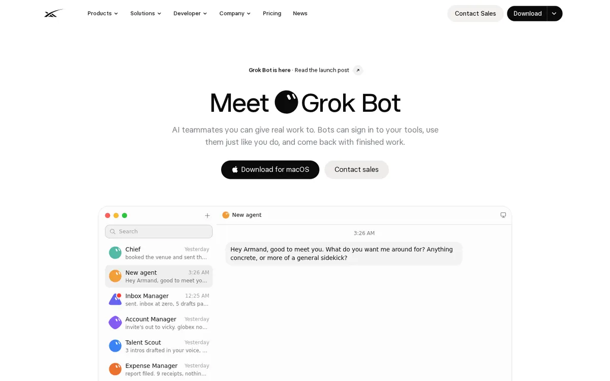Grok Bot product page screenshot
