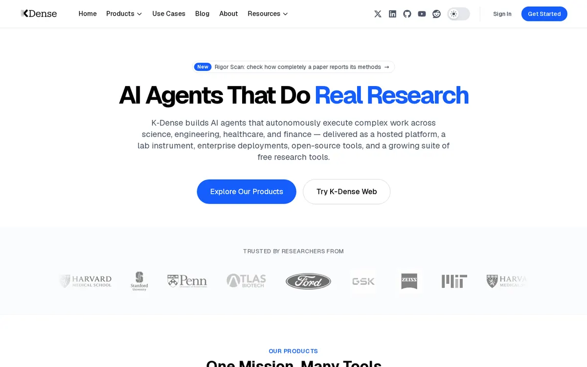 K-Dense BYOK product page screenshot