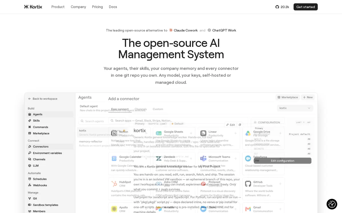 Kortix product page screenshot