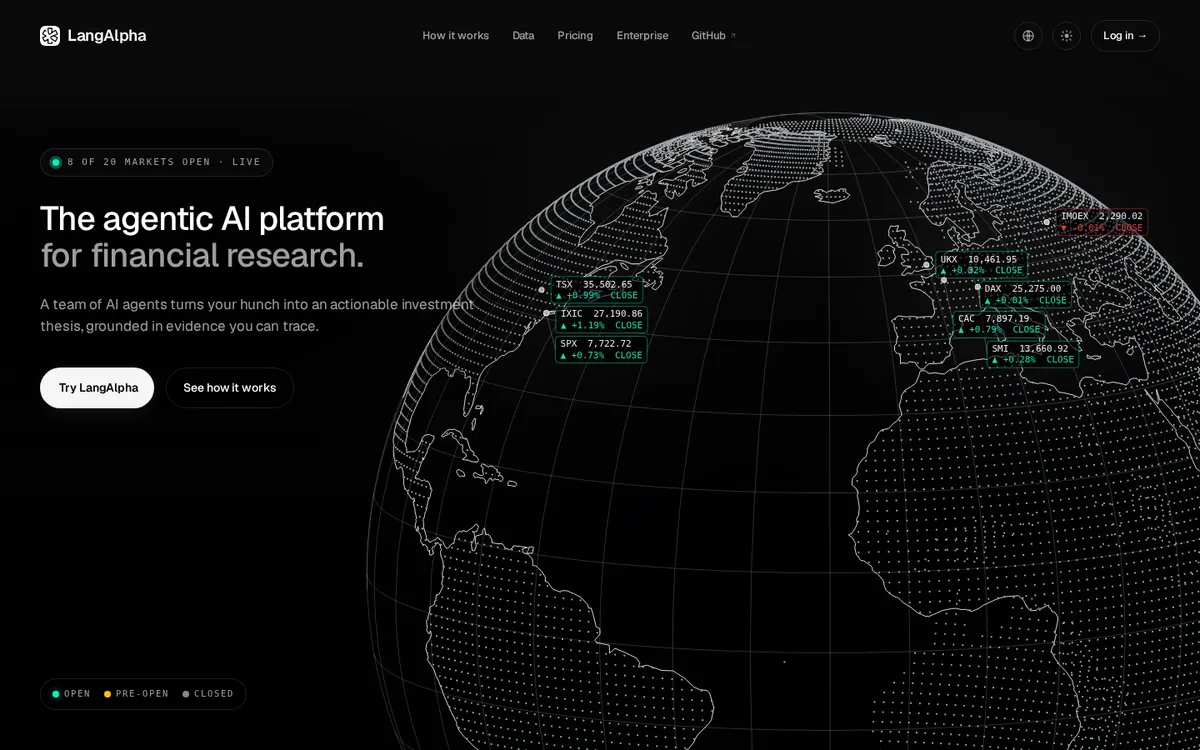 LangAlpha product page screenshot