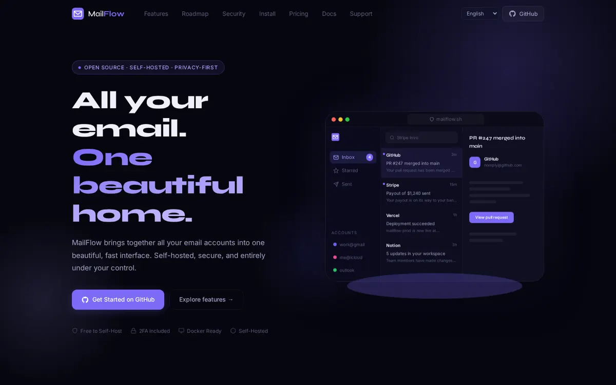 MailFlow product page screenshot