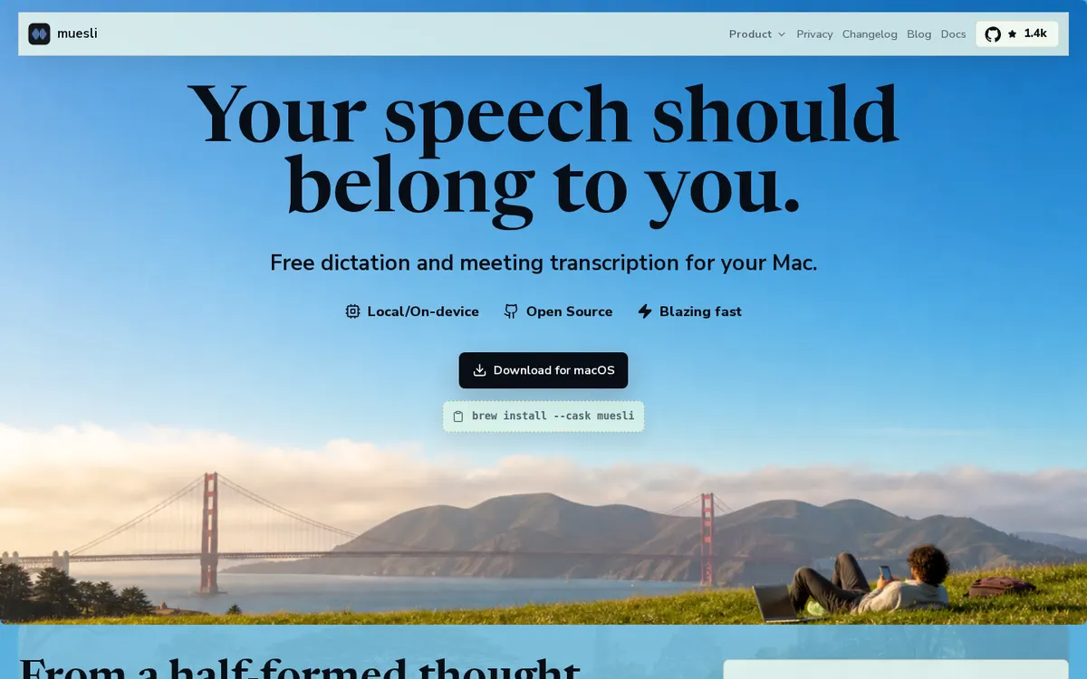 Muesli product page screenshot