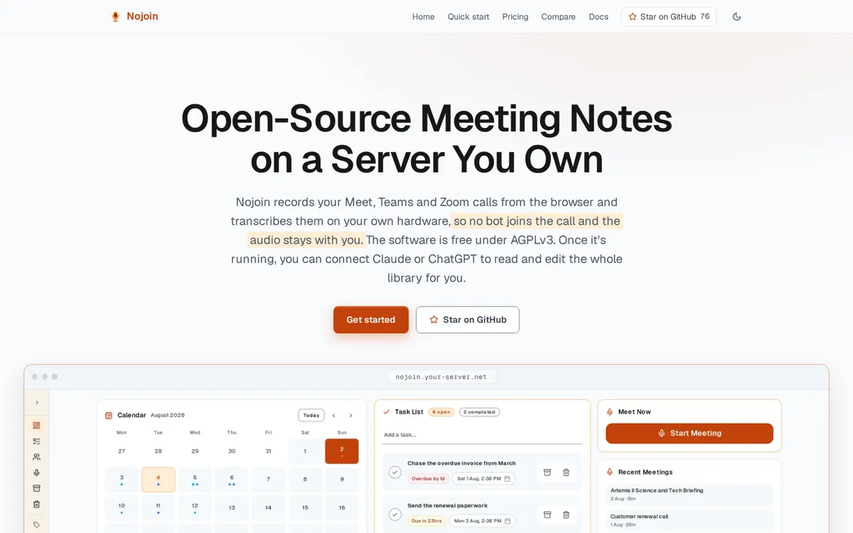 Nojoin product page screenshot