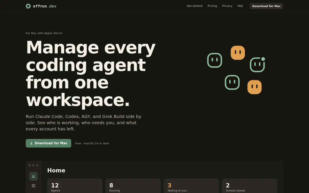 Offrun product page screenshot