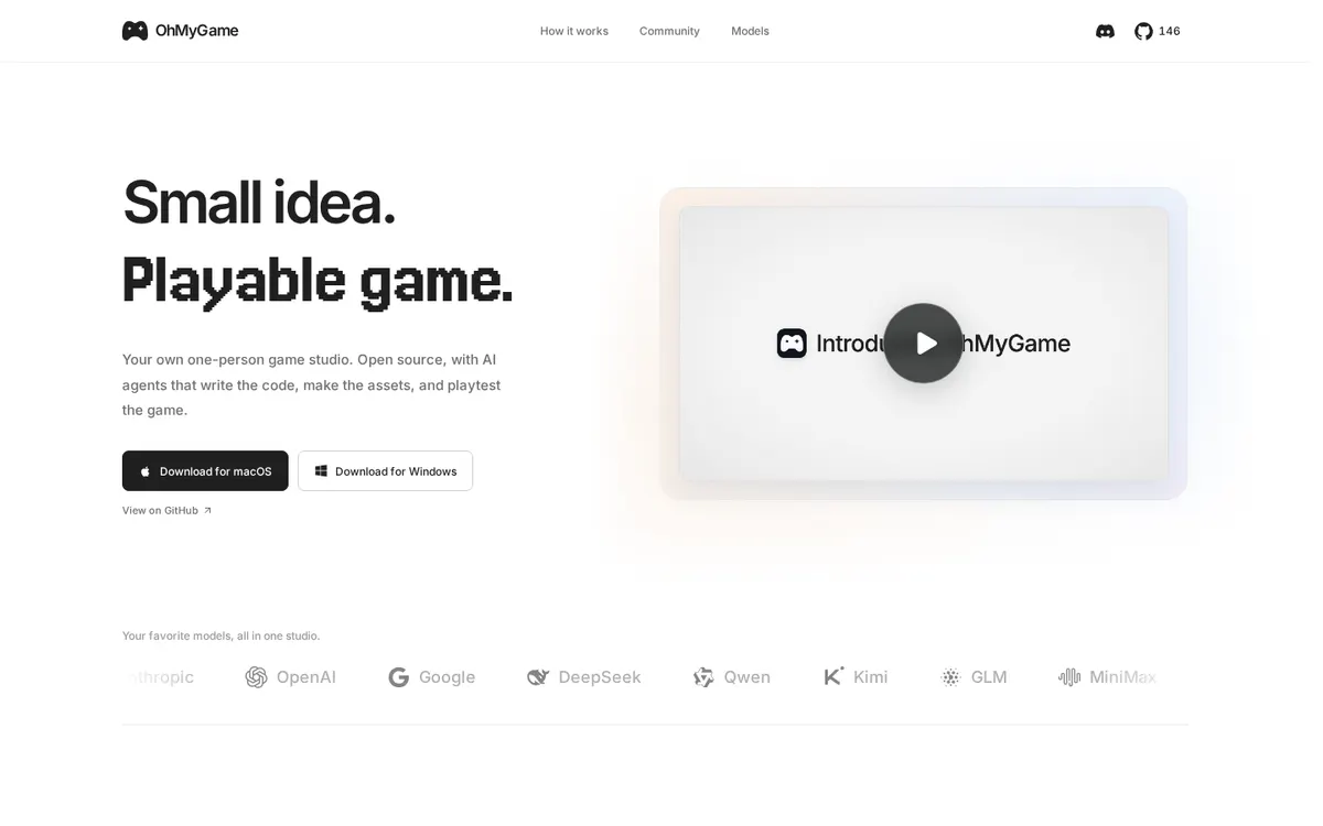OhMyGame product page screenshot