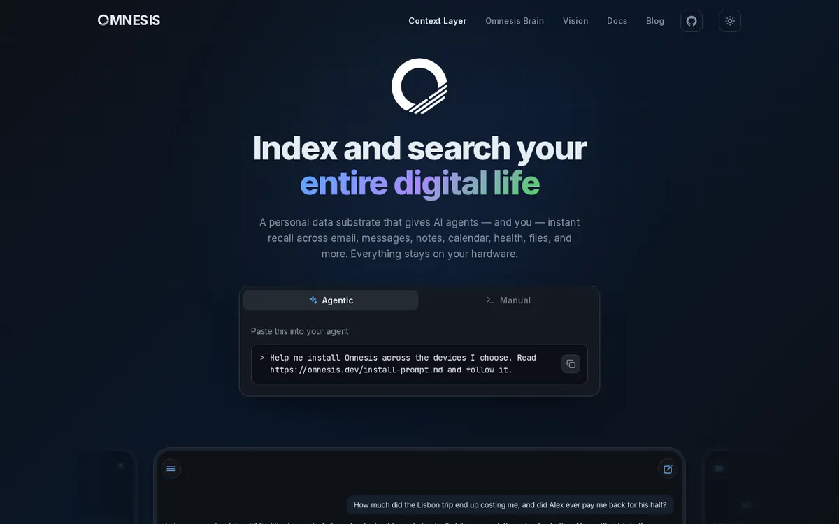 Omnesis product page screenshot