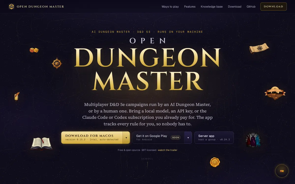 Open Dungeon Master product page screenshot