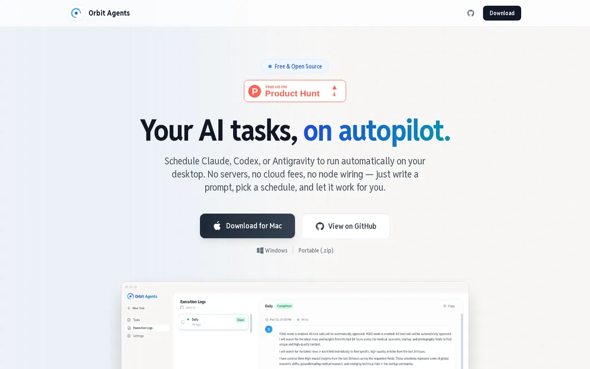 Orbit Agents product page screenshot