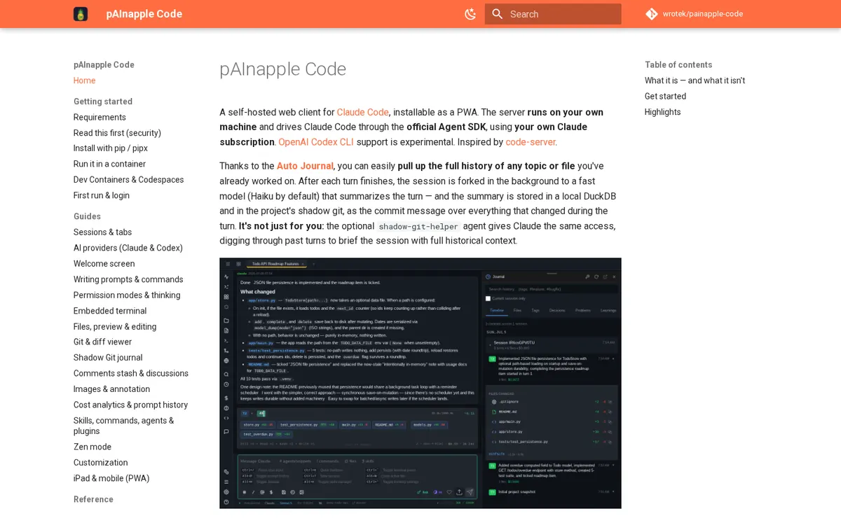 pAInapple Code product page screenshot