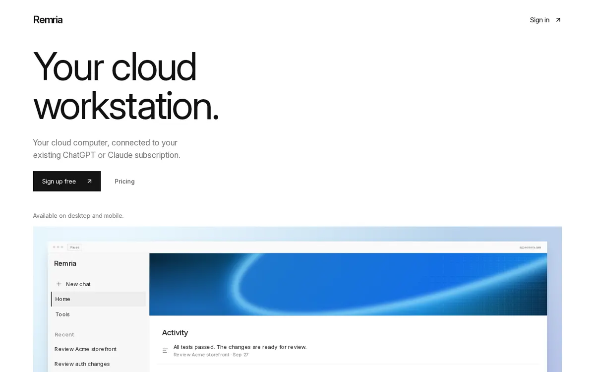 Remria product page screenshot