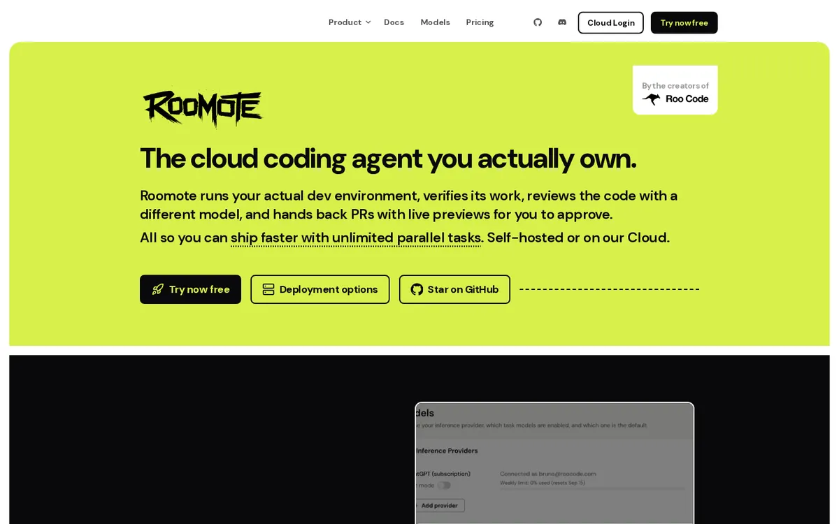 Roomote product page screenshot