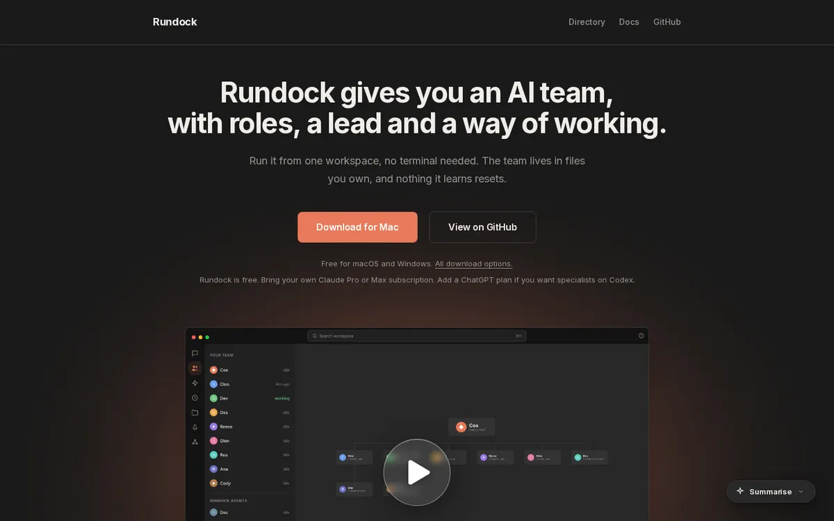 Rundock product page screenshot