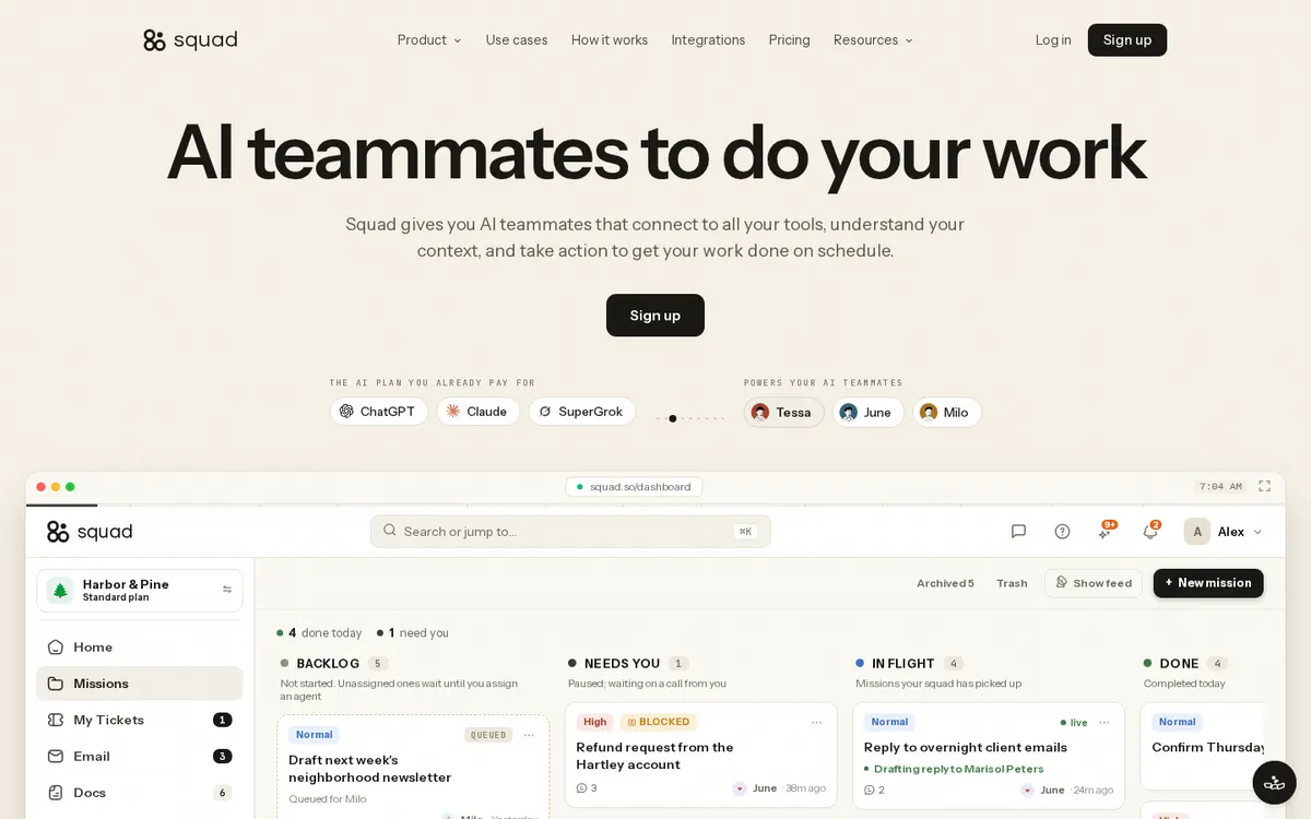 Squad product page screenshot