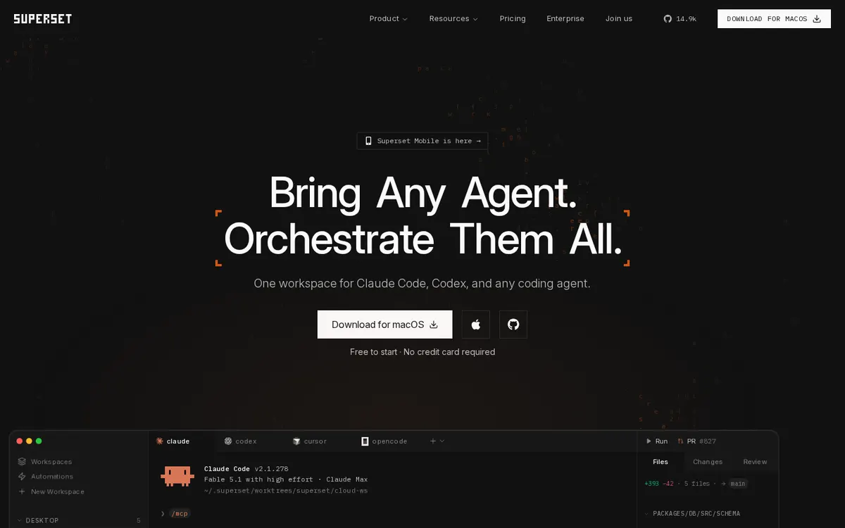 Superset product page screenshot