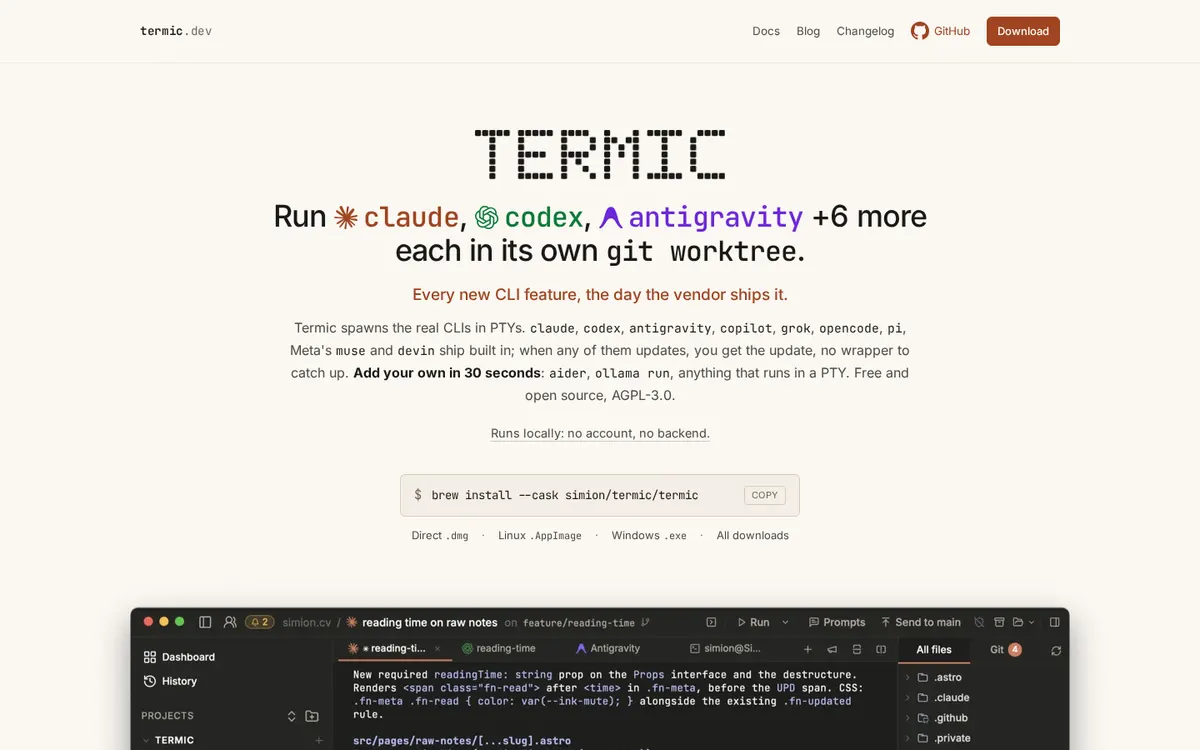 Termic product page screenshot