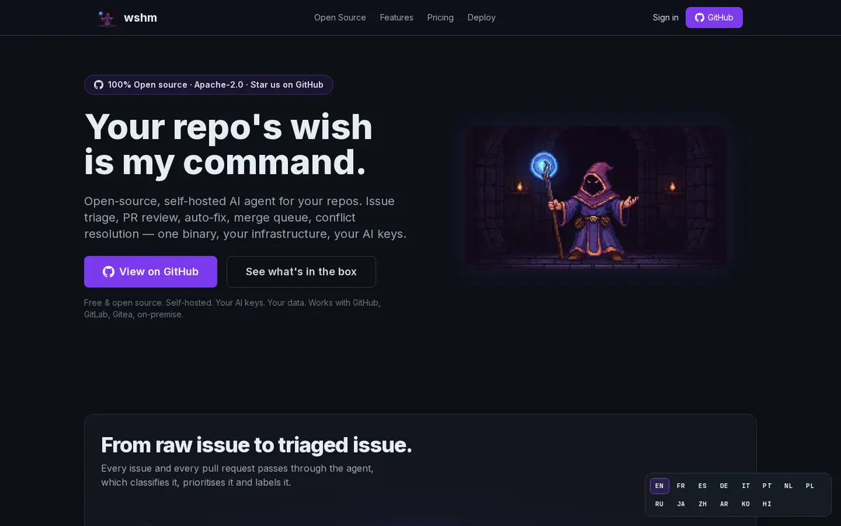 wshm product page screenshot